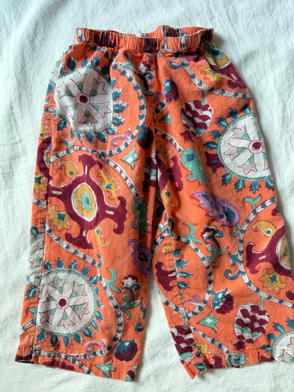 Anokhi Koki 1Y Airy Cotton Orange Floral Print Pants